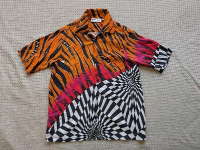 Vans Vault x Aries Shirt Mens Medium Tiger Checker Short Sleeve Button Up Orange