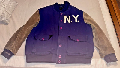 Vtg Mitchell & Ness NEW YORK YANKEES Wool and Suede Jacket 2XL Size 56 NEEDS TLC