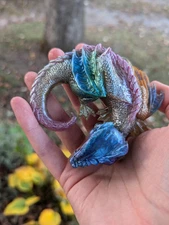 Holographic Rainbow Dragon Guardian / Sleeping Resin Dragon / Holographic Resin