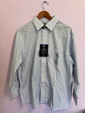 Chaps Plaid Dress Shirt Men's XL Blue White Black 17.5 32/33 Button Down NEWT