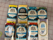 8 J&P Coats Rick Rack packages, Sealed, Colors & Widths as shown