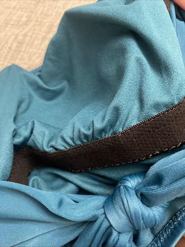 Shade and Shore Teal Bandeau Tie Back One Piece Swimsuit Removable Strap S NEW - Picture 7 of 7