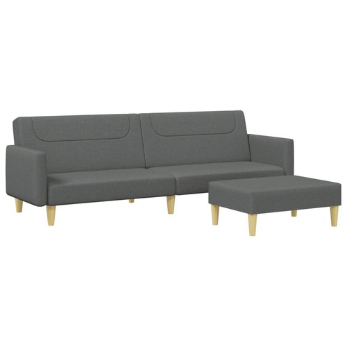 vidaXL Schlafsofa 2-Sitzer mit Fußhocker Dunkelgrau Stoff - Bild 7 von 11