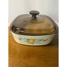 Vintage Corning Ware Abundance A-2-B 2 Qt Casserole Dish with Amber Pyrex Lid