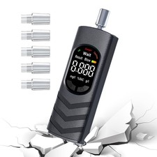Portable Rechargeable Breathalyzer Alcohol Tester, LCD Display  5 Mouthpieces