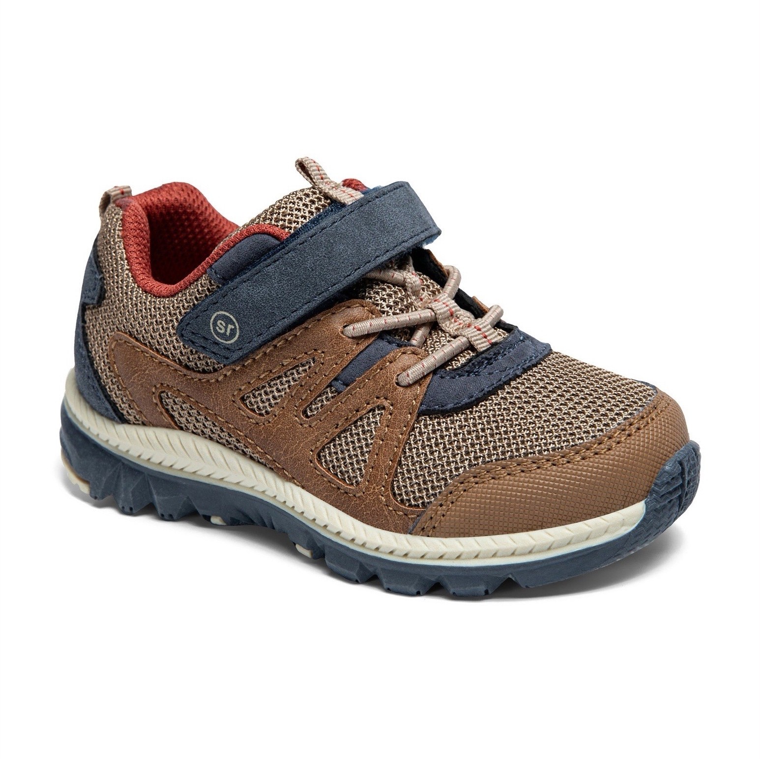 Stride Rite 360 Kids Sneakers Brown Navy Red Mesh Wide Toe Comfort Casual
