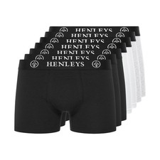 Henleys Century Mens Desinger Boxer Shorts Cotton Underwear Boxers 7pk Black