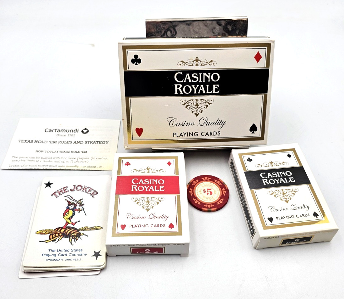 James Bond 007 Casino Royale Playing Cards (2 decks) w/Chip & extra Jokers