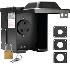 30 Amp 125/250V RV Power Outlet Box, Waterproof Lockable Enclosed Power Panel...