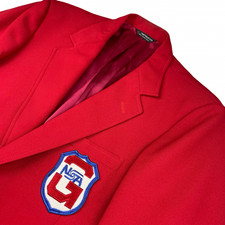 VTG NSA National Security Agency x Visa Men's Gold Button Blazer Red • USA • 42R