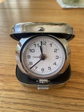 Vintage Cunard Line Travel Alarm Clock Chrome Folding Case 1960-80