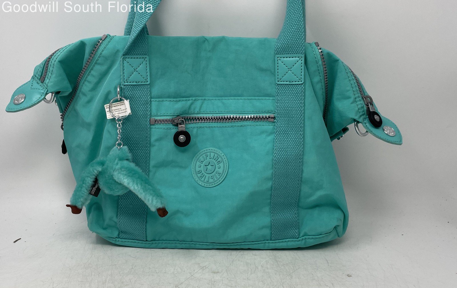 Kipling Womens Green Inner Pockets Double Handle Travel Tote Bag