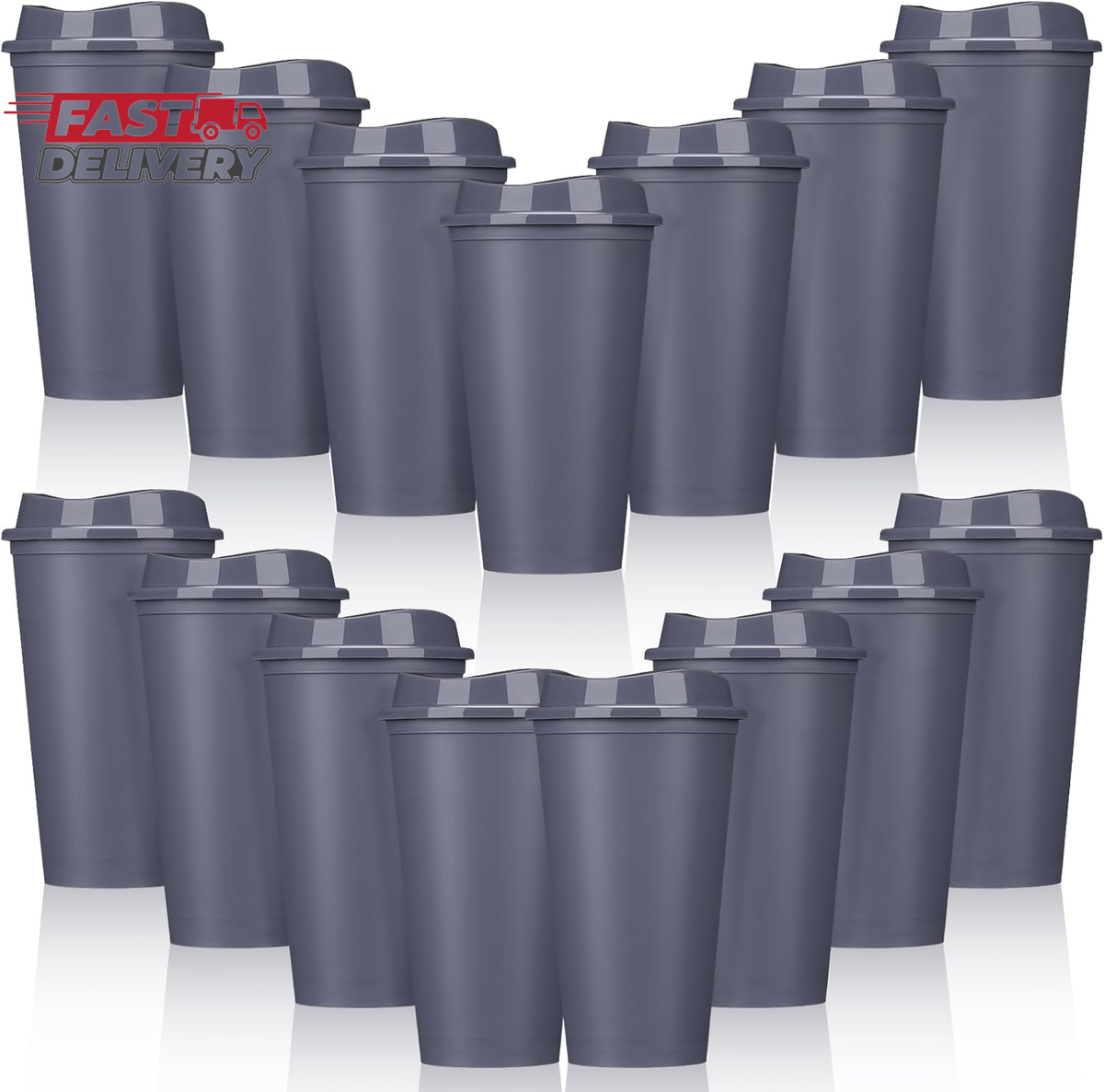 Domensi 15 Pack Reusable Coffee Cups with Lids 16 Oz Disposable Travel Cups  Bulk | eBay