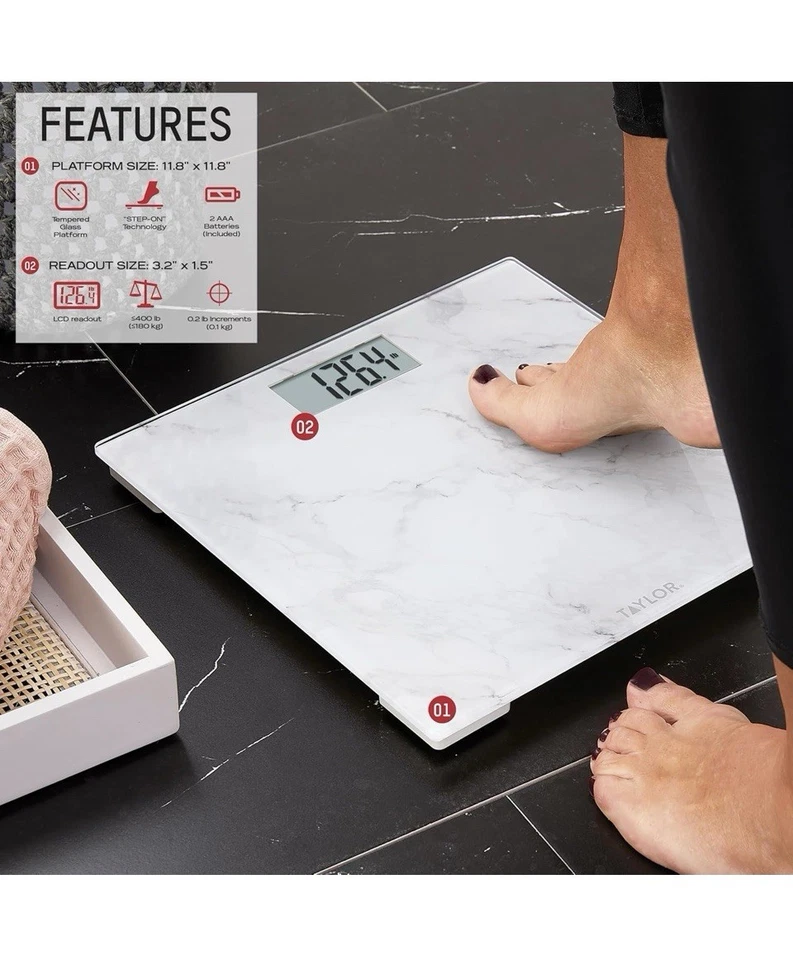 Pantalla digital Taylor Glass escala digital diseño travertino blanco Foto 3 de 4