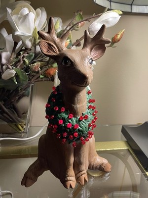 RARE VINTAGE CERAMIC CHRISTMAS LIGHT-UP RUDOLPH DEER