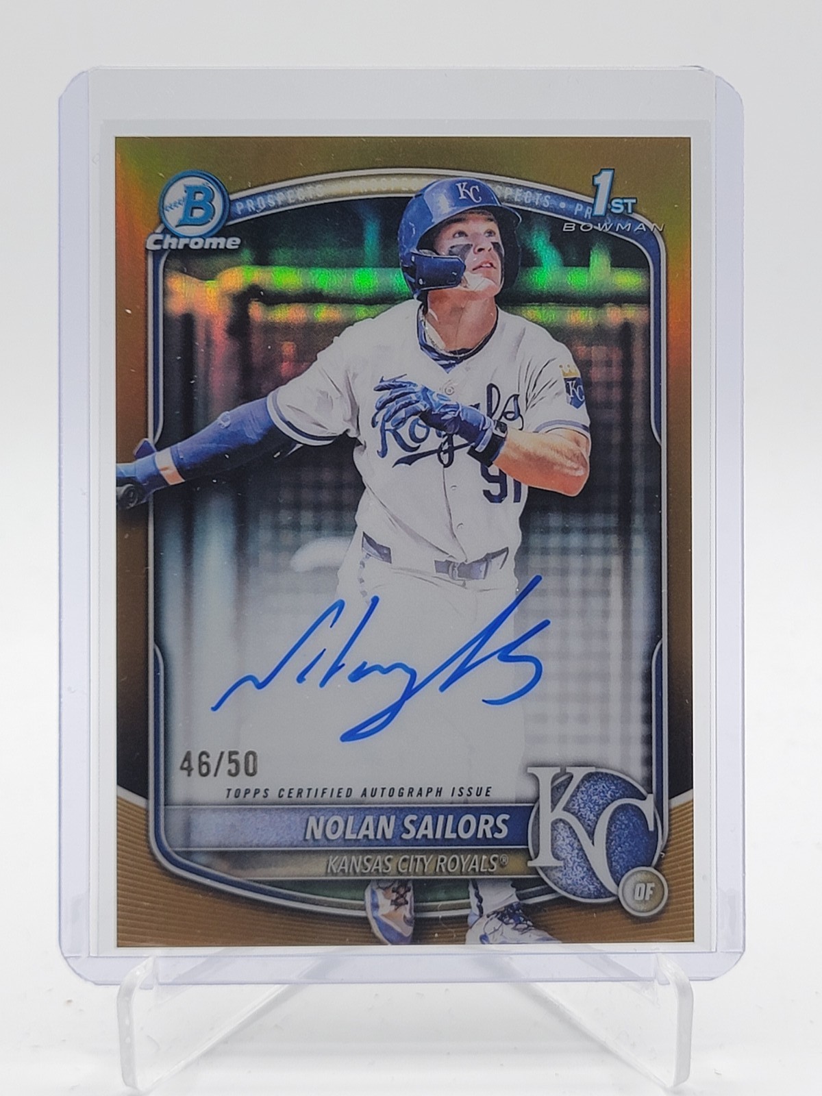 NOLAN SAILORS 2025 BOWMAN CHROME DRAFT 1ST GOLD REFRACTOR AUTO /50 Q5547
