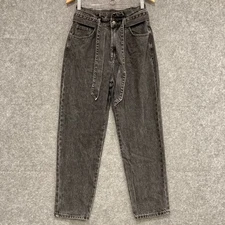 Glassons Womens Jeans Size 10 W28 Black High Waist Belt Denim Cotton 20925
