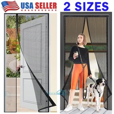 2 SIZES Magnetic Screen Door Heavy Duty Fiberglass Mesh Curtain Anti-mosquito