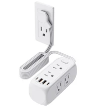 5FT Power Strip - 6 Widely Outlets with 4 USB Ports, HITRENDS 3 Side Outlet E...