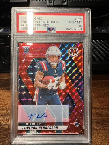 2025 Panini Mosaic - Rookies TreVeyon Henderson #325 Red Mosaic Prizm Autographs