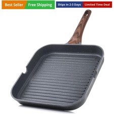 Nonstick Grill Pan for Stove Tops, Versatile Griddle with Pour Spouts, Square...