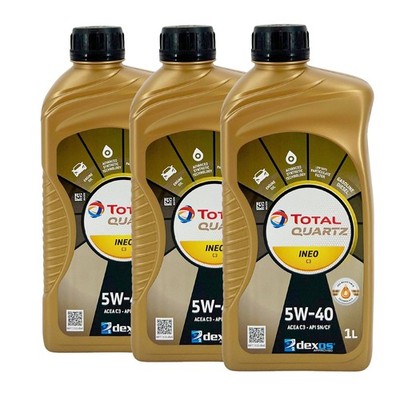 TOTAL Quartz Ineo C3 SAE 5W-40 Motorenöl MB 229.51 VW 505 00, 3x1 Liter