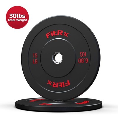 FitRx 15lb Bumper Plates   Olympic Weight Plates for Home Gym, Pair
