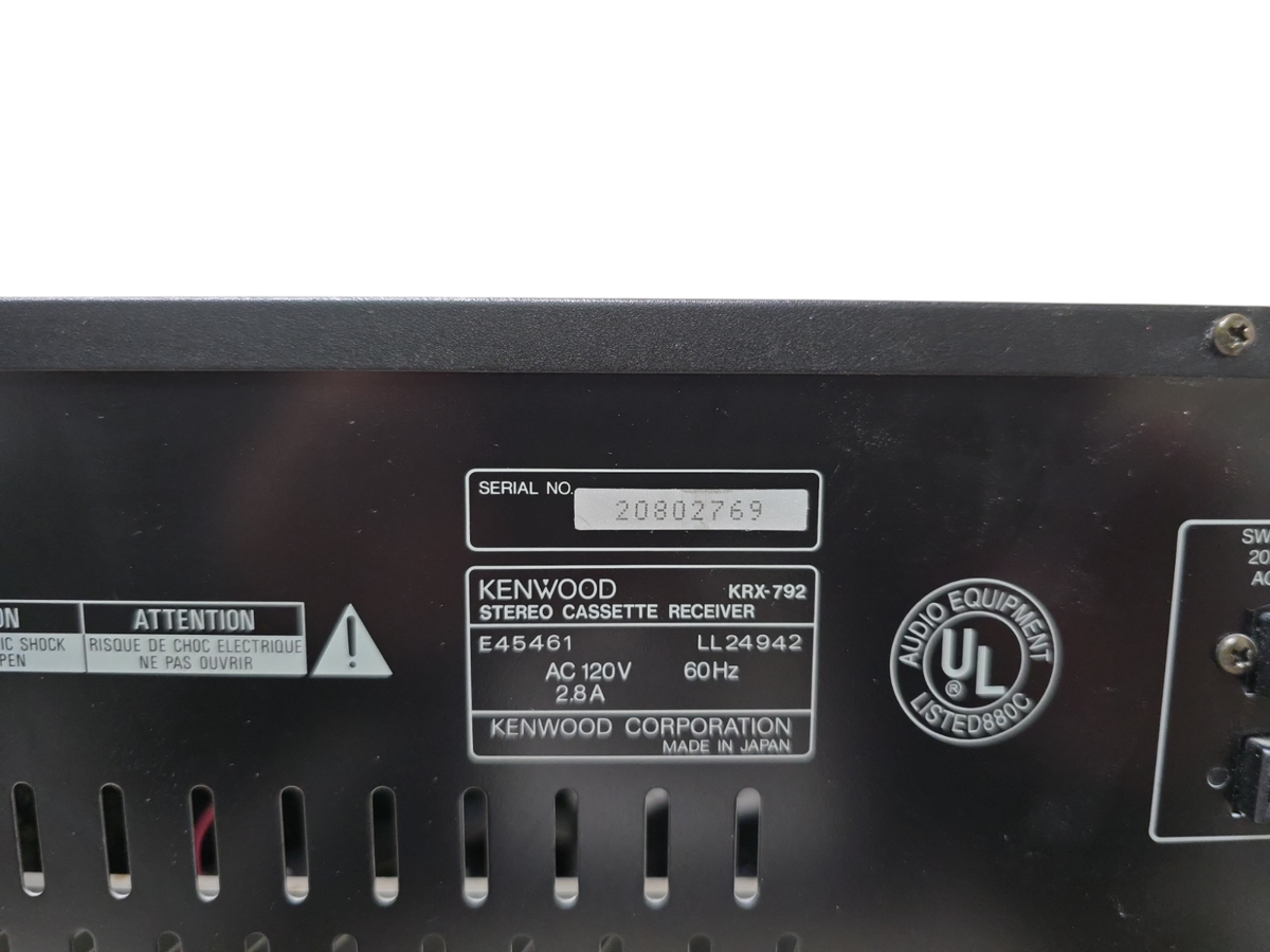 Kenwood KRX-792 Stereo Tuner Receiver Amplifier Equalizer Cassette