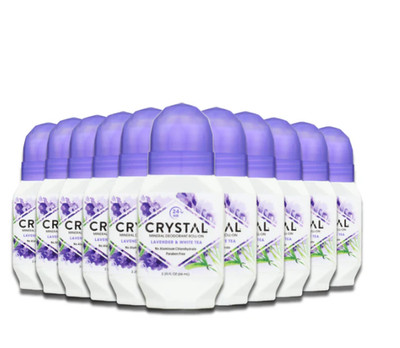 Pack of 12 Crystal Essence Roll On Deodorant Lavender And White Tea 2.25 Fl Oz