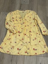 Old Navy yellow long sleeve floral print swing dress XS Boho Pleated Lace Up Top