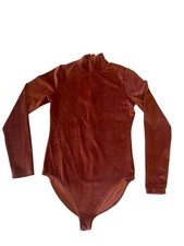 American Eagle Burgundy Velvet Long Sleeve Bodysuit Women s Size M