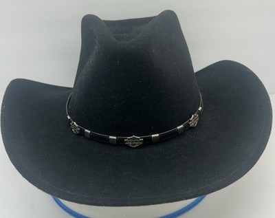Harley-Davidson Women's Cowboy Hat Black Harley Emblems Band Wool Size Large