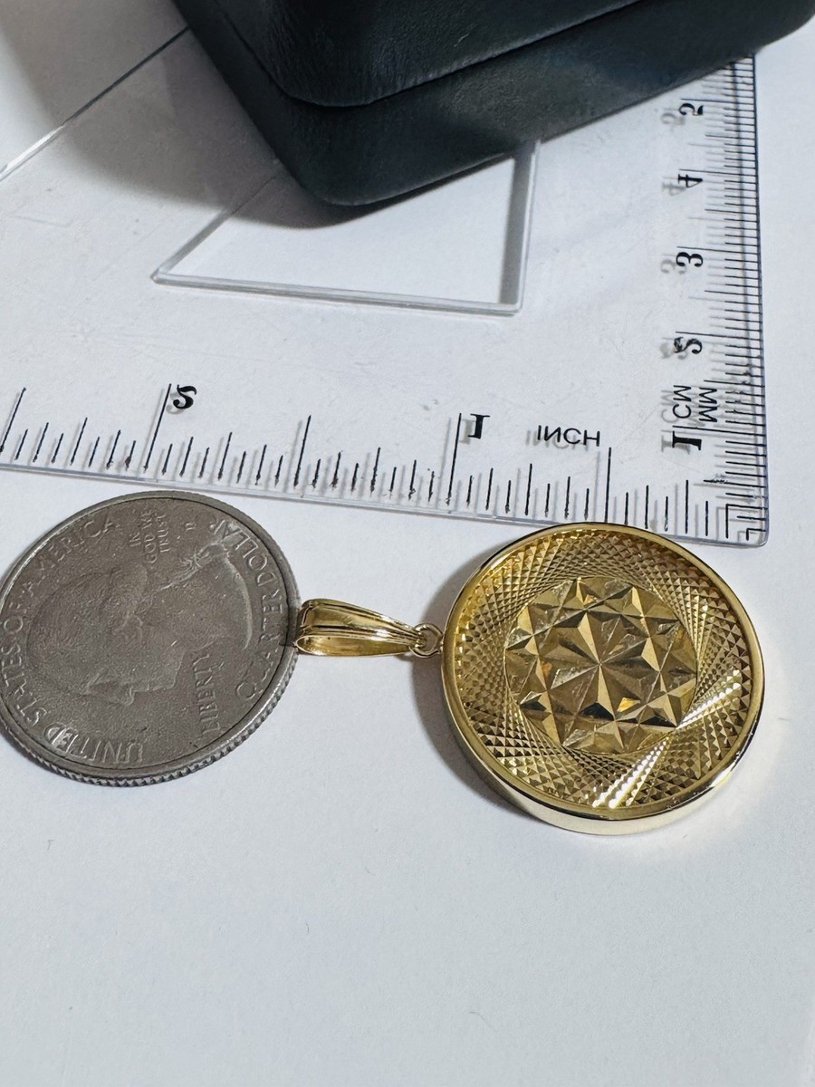 K18 Japan Star Illusion Gold Pendant 5.4g Reversible w/ Glass on