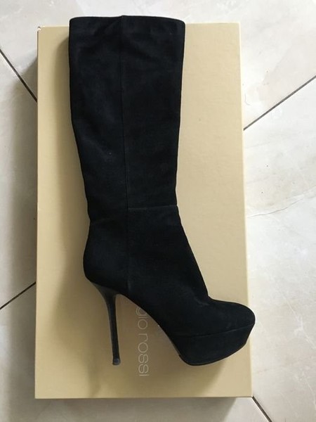 Women Gucci Boots Black Suede 37