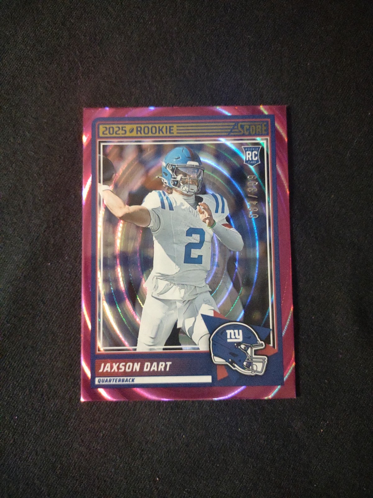 2025 Panini Score Jaxson Dart Pink Ellipse /399 #35 New York Giants