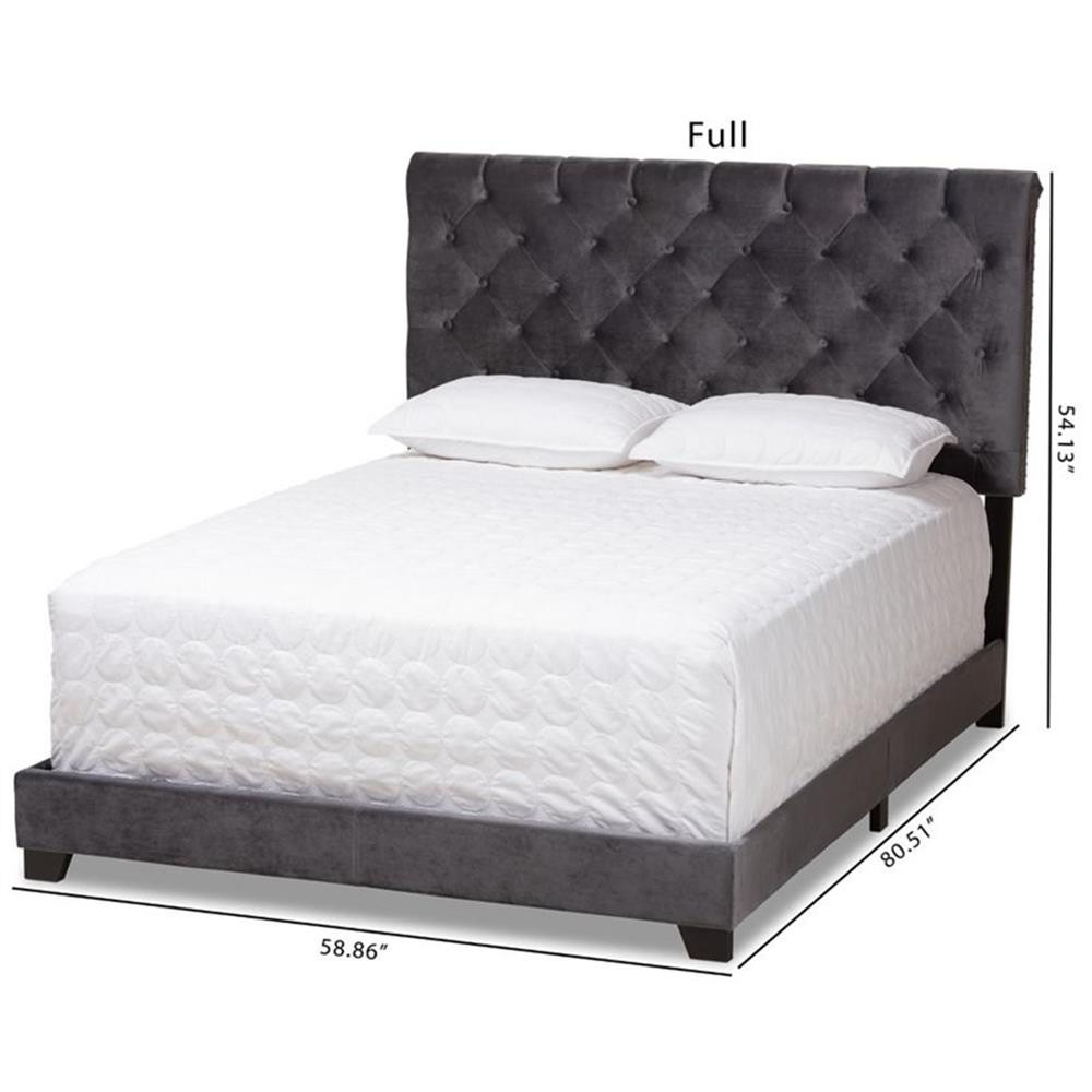Baxton Studio Candace Velvet Tufted Full Bed in Dark Grey