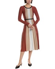 T Tahari Vertical Colorblock Stripe Midi Dress Women's