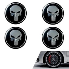 4PCS Car Wheel Center Hub Cap Cover, Personalized Skull Print Wheel 4 PCS Black