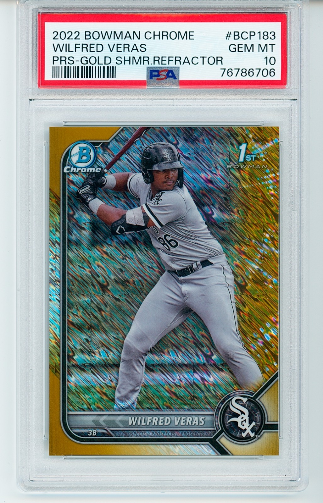 2022 Bowman Chrome Wilfred Veras Gold Shimmer /50 PSA 10 #BCP-183