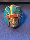 Sz 10 Native American Style Turquoise & Coral Inlay .925 Sterling Silver Ring — photo 9