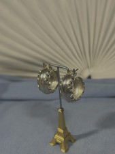 STERLING SILVER HOOP EARRINGS MARKED MEXICO TS -10MM WIDE  APPROX 1" LONG