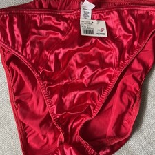 NEW Victoria's Secret VINTAGE Second Skin Satin Hipster Brief Panties XL Red