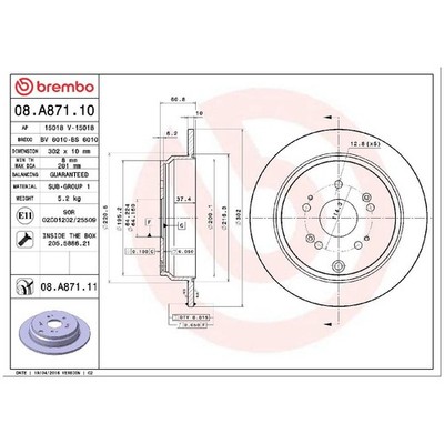 2x Brembo Prime Line - UV Coated Scheibenbremse hinten 26200157