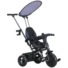 6-in-1 Dreirad mit Schubstange, Kinderdreirad mit abnehmbarem Sonnendach Blau