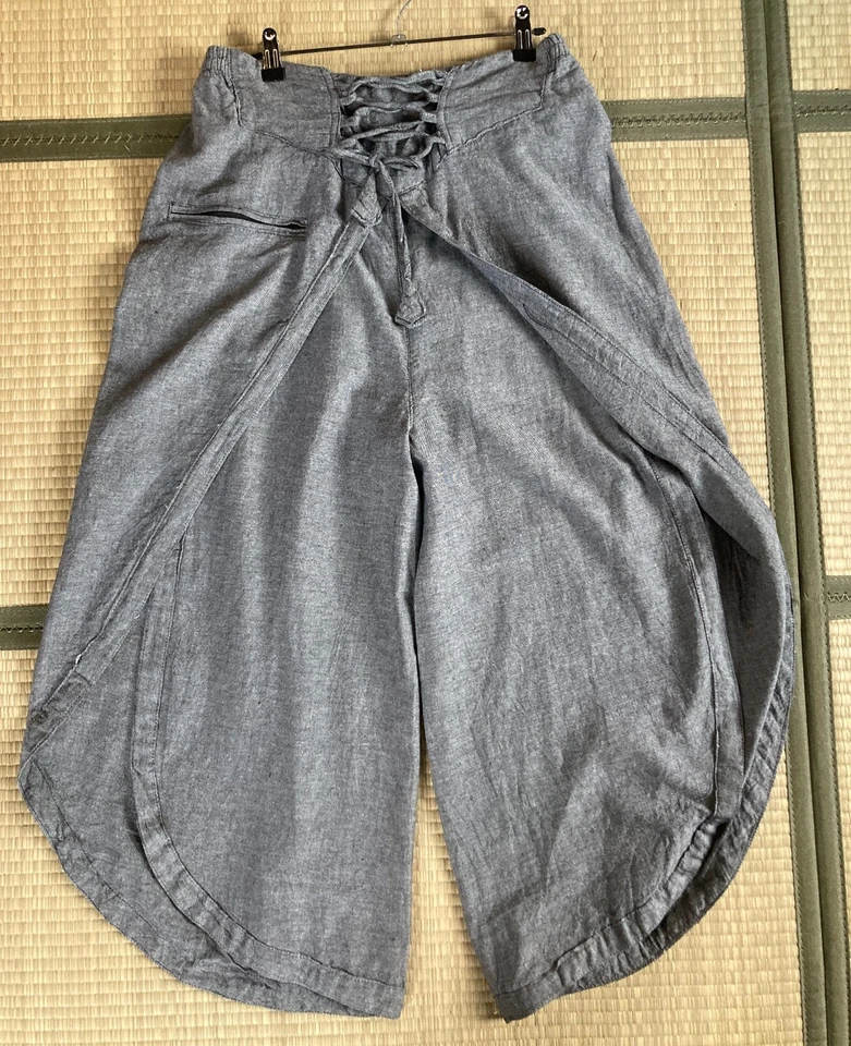 Wrap-around 100% Cotton Boho Yoga Palazzo Pants, Plus Size - Image 2 of 4