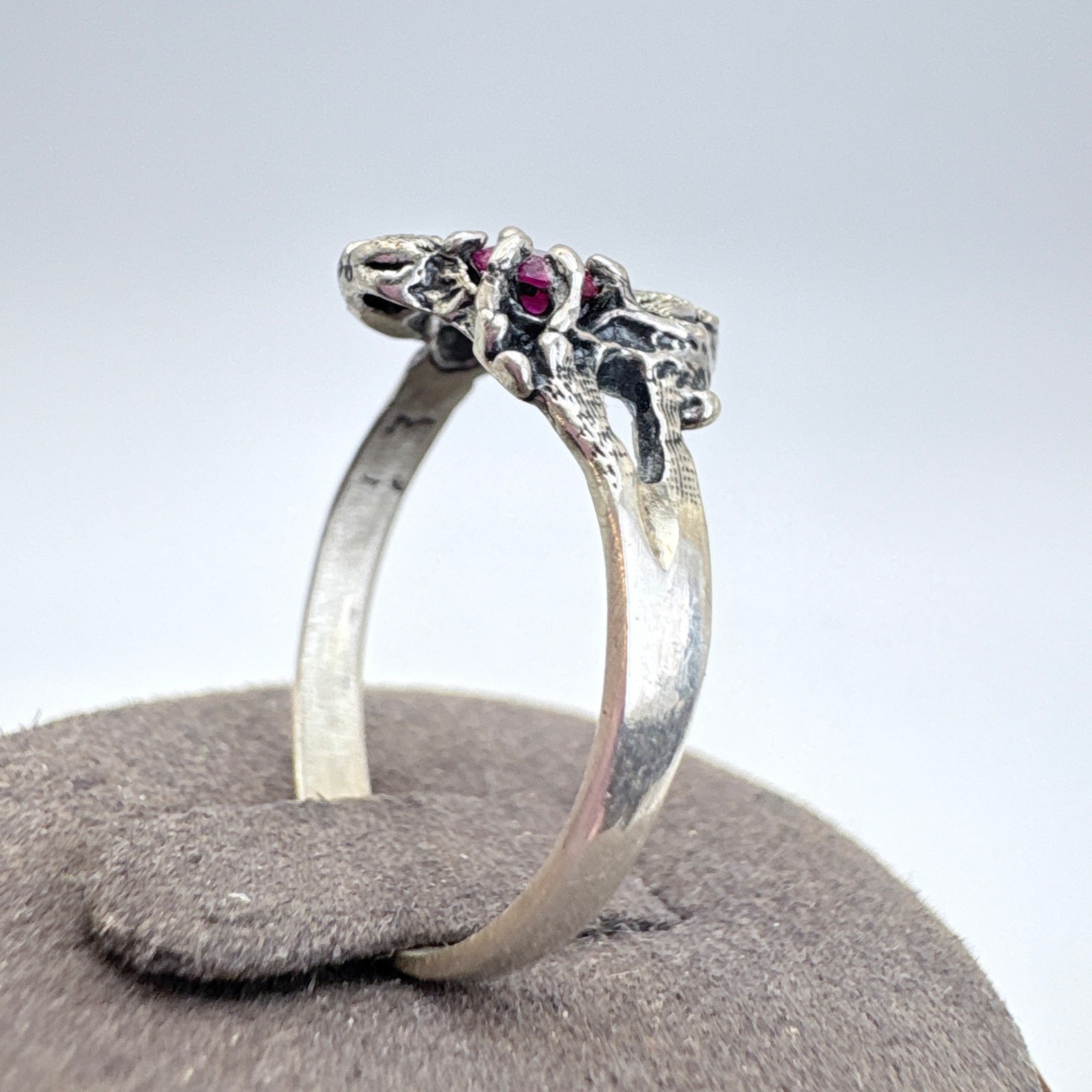 Sterling Silver 925 Ruby Prong Set Leaf Floral De… - image 5