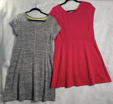 TALBOTS Women Bundle 2 Short Sleeve Knee Length Dress Sz M Gray Pink 61-17