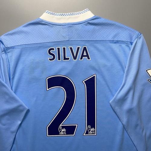 MANCHESTER CITY UMBRO 2011/2012 SOCCER FOOTBALL HOME JERSEY #21 SILVA SIZE “42” - Picture 11 of 19