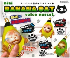 Mini Banana Cat Voice Mascot Full Set of 3 Capsule Gashapon Toys by J.DREAM