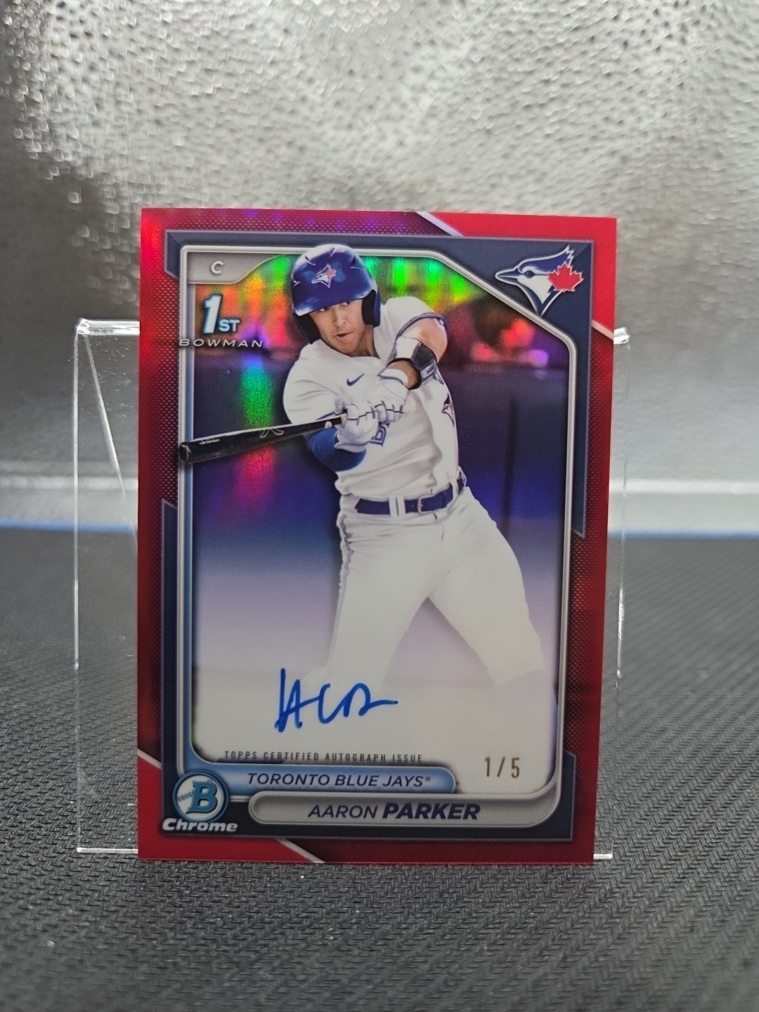 Aaron Parker 2024 Bowman Chrome 1st Auto True Red Refractor 1/5 ebay 1/1 